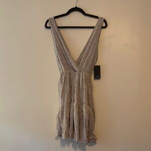 Caution To The Wind Black and White Striped Mini Dress